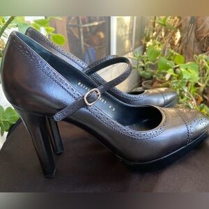 Ralph Lauren Collection Mary Jane High Heel Pumps - Classic Brogue Detail.